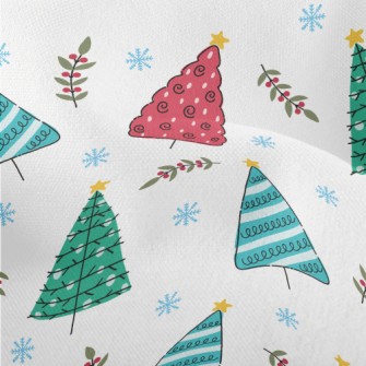 Colorful Hand Drawn Christmas  Lightweight Performance Linen