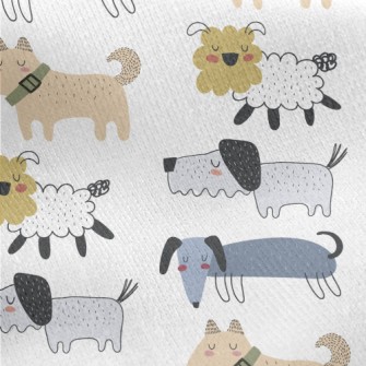 Various Hand-painted Cute Dogs Jersey Backed Fleece
