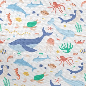 Cute Different Marine Creature Pongee