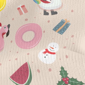 Children Santa Claus And Snowm Stretch Jersey