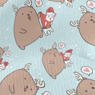 Christmas Cat And Elk Stretch Jersey