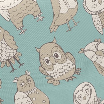 Various Cute Owls Midweight Cotton Poplin