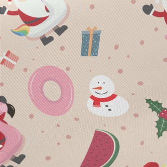 Children Santa Claus And Snowm Midweight Cotton Poplin
