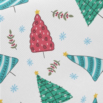 Colorful Hand Drawn Christmas  Midweight Cotton Poplin