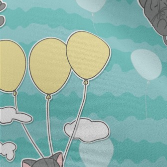 Little Gray Cat Loves Balloons Chiffon