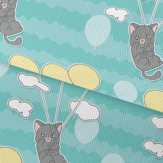 Little Gray Cat Loves Balloons Waterproof Oxford