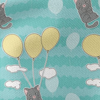 Little Gray Cat Loves Balloons Waterproof Canvas