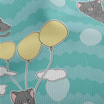 Little Gray Cat Loves Balloons Athletic Mesh Flat Back