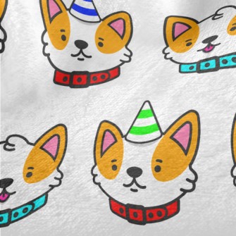 Corgi Wearing Birthday Hat Minky