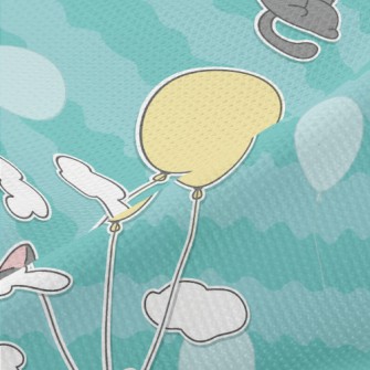 Little Gray Cat Loves Balloons Piqué