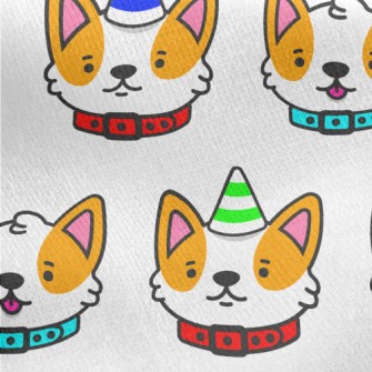 Corgi Wearing Birthday Hat Jersey Backed Fleece