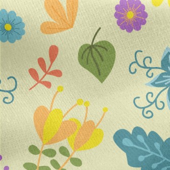 Fantasy Fairytale Flowers Jersey Backed Fleece