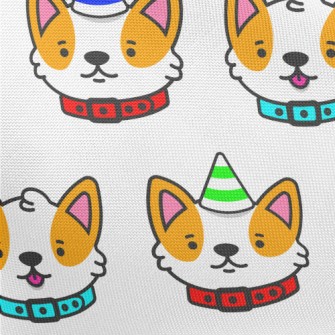 Corgi Wearing Birthday Hat Pongee