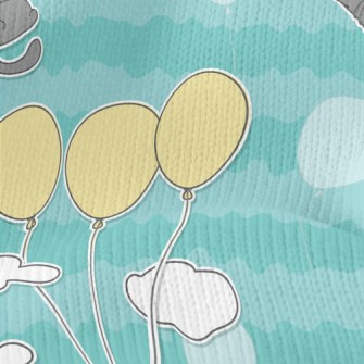 Little Gray Cat Loves Balloons Stretch Jersey