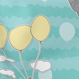 Little Gray Cat Loves Balloons Lightweight Cotton Poplin