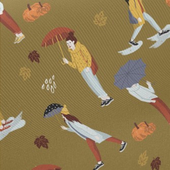 People Holding Umbrellas In Au Midweight Cotton Poplin