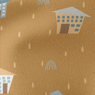 Small Village On A Rainy Day Waterproof Canvas