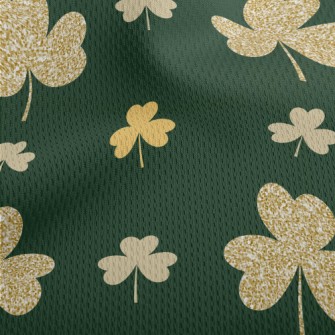 Shiny Gold Clover Athletic Mesh Flat Back