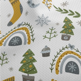 Christmas Tree Potted Socks Athletic Mesh Flat Back
