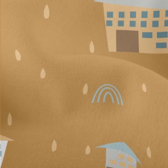Small Village On A Rainy Day Lightweight Performance Linen