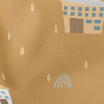 Small Village On A Rainy Day Lightweight Cotton Poplin