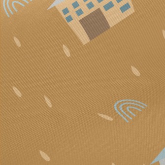 Small Village On A Rainy Day Midweight Cotton Poplin