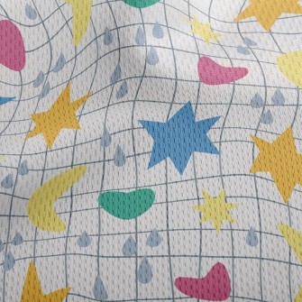 Cute Sun Starry Sky Doodle Athletic Mesh Flat Back