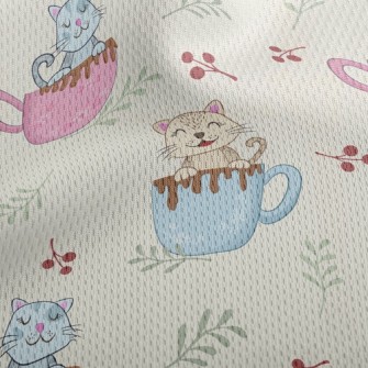 Cute Cup Cat Athletic Mesh Flat Back