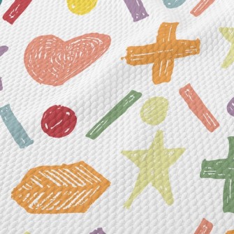 Crayon Doodle Symbols Birdseye Piqué
