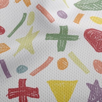 Crayon Doodle Symbols Athletic Mesh Flat Back