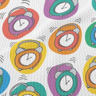 Colorful Little Alarm Clock Birdseye Piqué