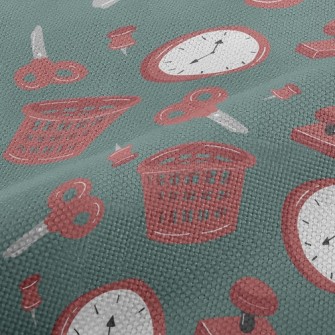 Scissors Basket Book Nails Performance Linen
