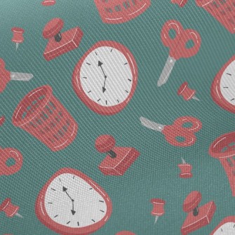Scissors Basket Book Nails Twill