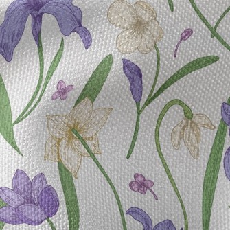 Violet White Flowers Waterproof Canvas
