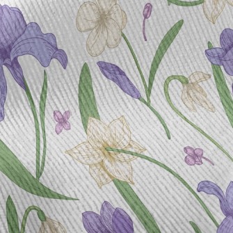 Violet White Flowers Standard Corduroy