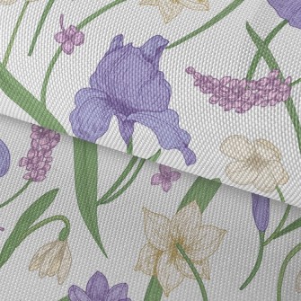 Violet White Flowers Waterproof Oxford