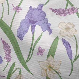 Violet White Flowers Dobby