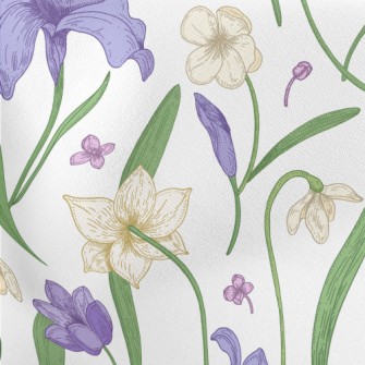 Violet White Flowers Stretch Ponte