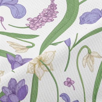 Violet White Flowers Piqué