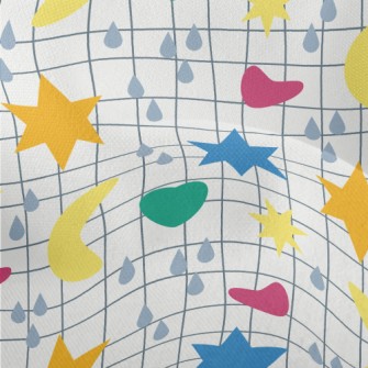 Cute Sun Starry Sky Doodle Lightweight Performance Linen
