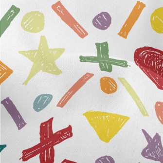 Crayon Doodle Symbols Lightweight Performance Linen