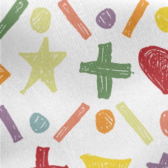 Crayon Doodle Symbols Jersey Backed Fleece