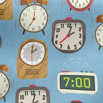 Various Small Alarm Clocks Jersey Backed Fleece