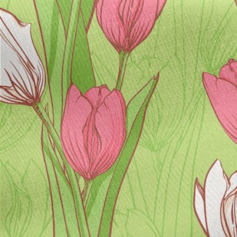 Two Color Elegant Tulips Jersey Backed Fleece
