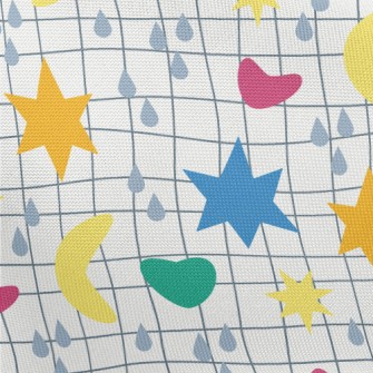 Cute Sun Starry Sky Doodle Pongee