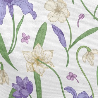 Violet White Flowers Pongee