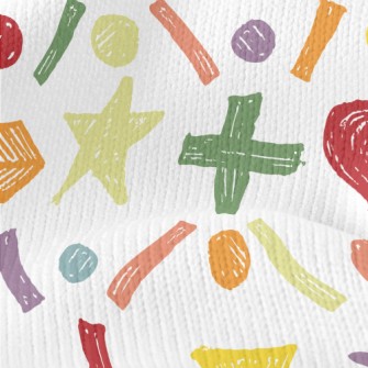 Crayon Doodle Symbols Stretch Jersey