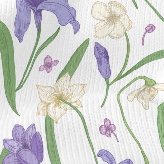 Violet White Flowers Stretch Jersey