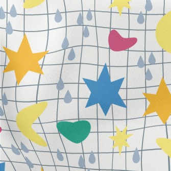 Cute Sun Starry Sky Doodle Lightweight Cotton Poplin