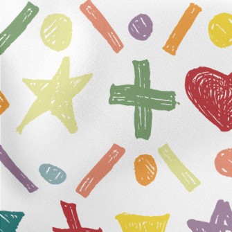Crayon Doodle Symbols Lightweight Cotton Poplin